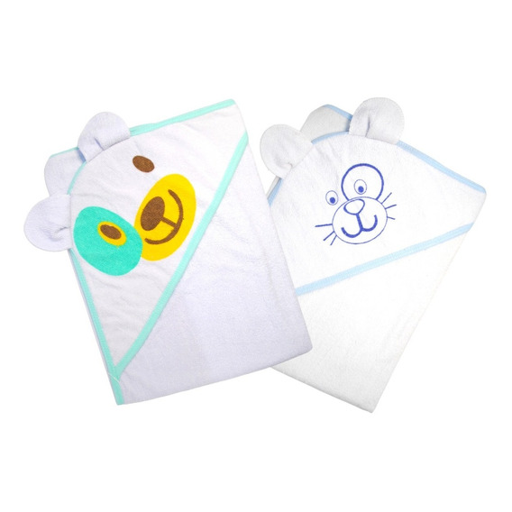 Toallón Towel Para Bebe Con Capucha Orejas Pack X2