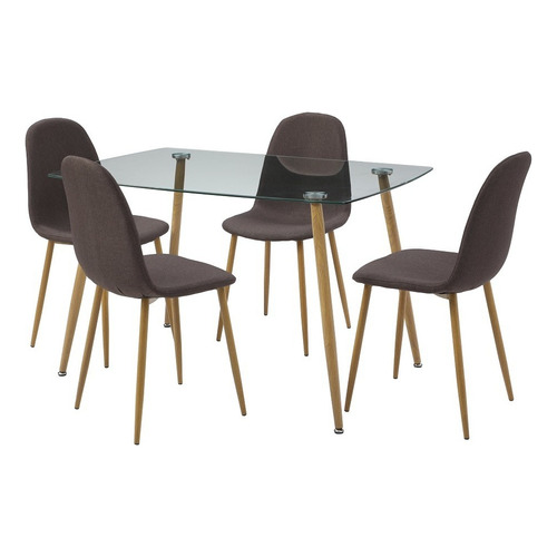 Mesa De Comedor De Cristal Templado Con 4 Sillas Skedsmo Gri