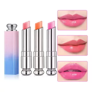 3 Pcs Lápiz Labial Bálsamo Cambio De Color Con Temperatura