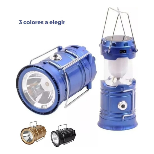 Lámpara Linterna Faról Campismo Solar Recargable Led Exterior Power Bank De Emergencia 2 Piezas Color Azul Marca Dosyu