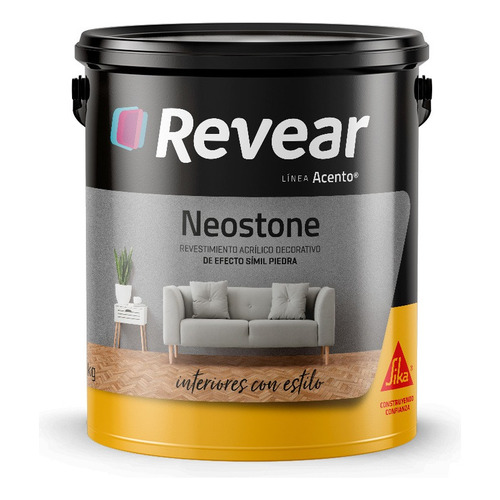 Revear Revestimiento Acrílico Símil Piedra Neostone 5kg Rex Color Ceniza