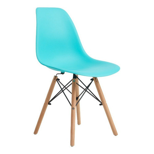  Silla Holly Estilo Eames Para Comedor Color Azul Turquesa