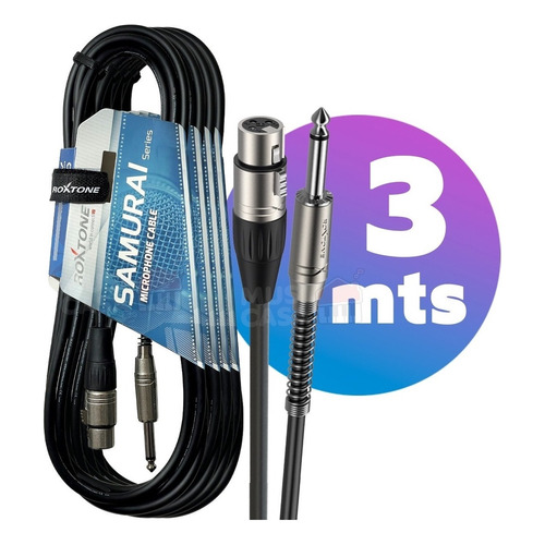 Cable Audio Microfono Canon Plug Roxtone Ficha Premium 3m