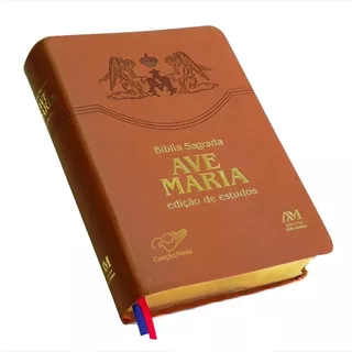 Bíblia Sagrada Ave Maria Edição De Estudos Capa Em Couro