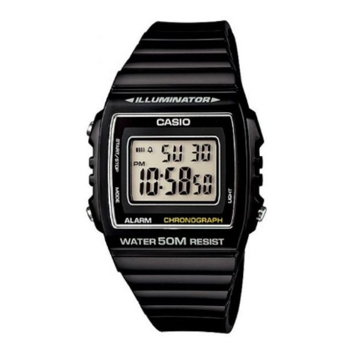 Reloj Casio Original Hombre W-215h-1av 50m Fecha Color De La Malla Negro Color Del Fondo Gris