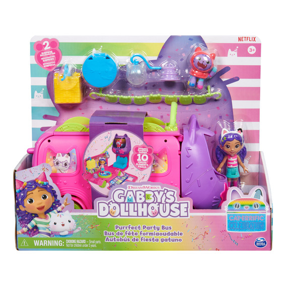 Gabby's Dollhouse Autobús De Fiesta Figuras De Gabby Dj Musicat Y Accesorios