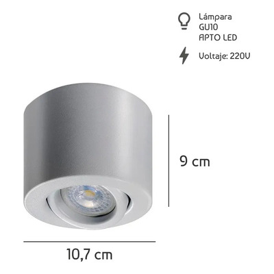 Pack X 4 Spot Plafon Monovolumen Blanco Gu10 Apto Led  Blanco