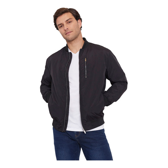 Chaqueta Hombre Bomber Negro Corona