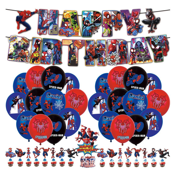 Kit Fiesta Spiderman Globos De Cumpleaño Decoración2