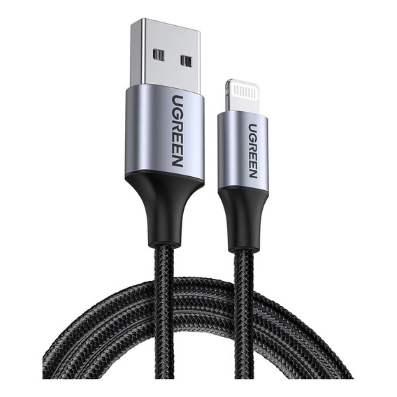 Cable Usb A Lightning Para iPhone Certificado MFI  Trenzado de Nylon Carcasa de Aluminio Cable de Carga Rapida 2.4A y Datos 1.5 metros Ugreen