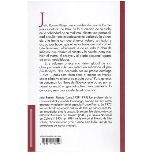 Antología Personal De Julio Ramón Ribeyro Zúñiga