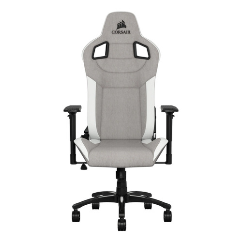 Silla de escritorio Corsair T3 Rush gamer ergonómica  gris y blanca con tapizado de tela