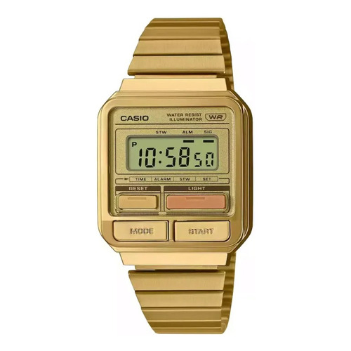 Reloj Casio Vintage Unisex Color de la correa Dorado Color del bisel Dorado Color del fondo Dorado
