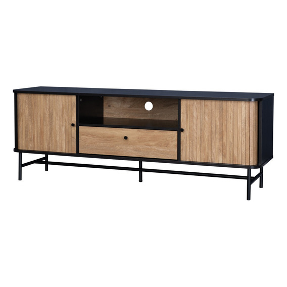 Mueble De Tv Top Living Moderno Con Puertas Corredizas Color Marrón