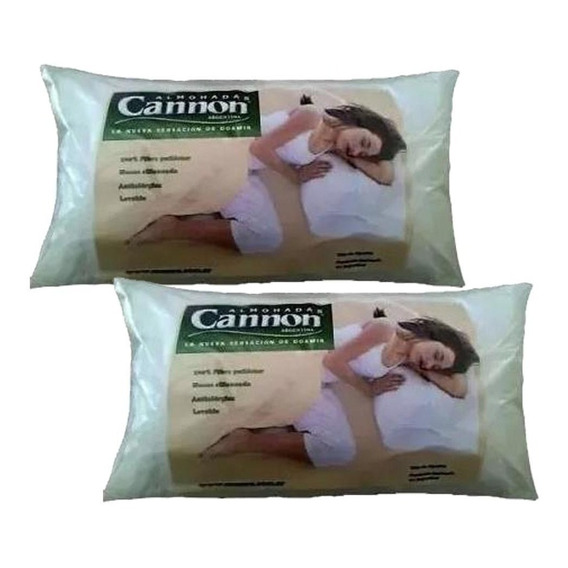 Combo 2 Almohadas Cannon Vellón 70x40 Algodón Lavable Stock Color Blanco