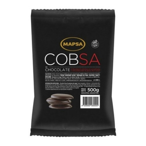 Chocolate Cobertura Semiamarga Mapsa X 500gr Sin Tacc