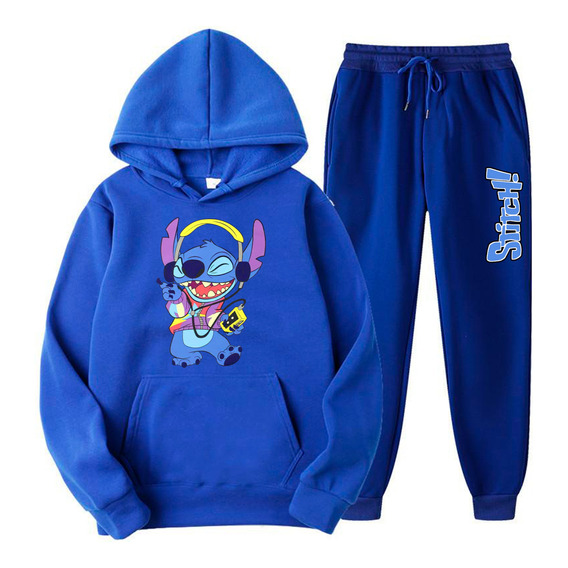 Conjunto Buzo Canguro Stitch Con Capucha