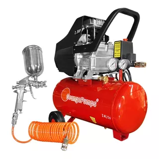 Compresor De Aire Mini Eléctrico Portátil Orange Pumps Sgbm24l-kit Monofásico 24l 2hp 127v 60 Naranja