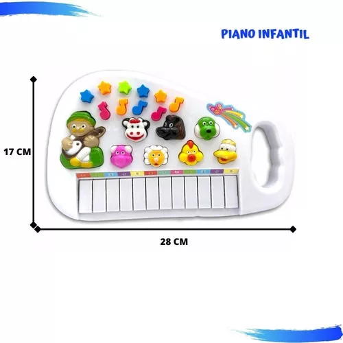 Piano Infantil Musical Animais Fazendinha Cor