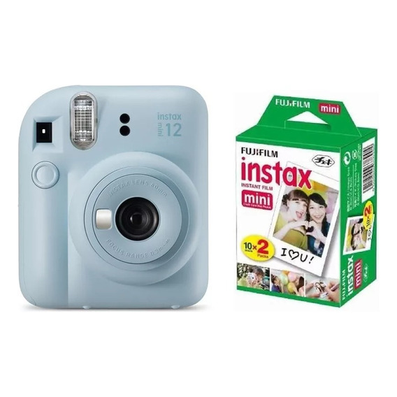 Cámara instantánea Fujifilm Instax Kit Mini 12 + 10 fotos pastel blue