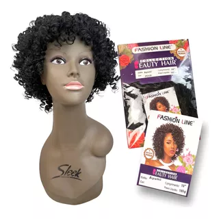 Peruca Fibra Premium Curta Lace Wig Cabelo Afro Cacheado