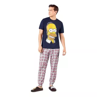 Pijama Para Hombre The Simpsons Azul/gris Suave 9502 22and