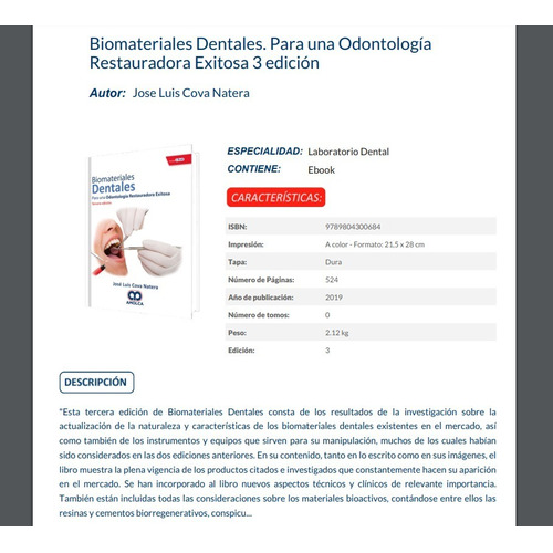 Libro Biomateriales Dentales Para Una Odontología Exitosa 3e