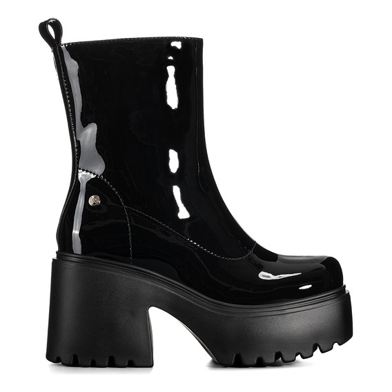 Botin Casual Negro Charol Tacon Grueso Plataforma Dama Weide