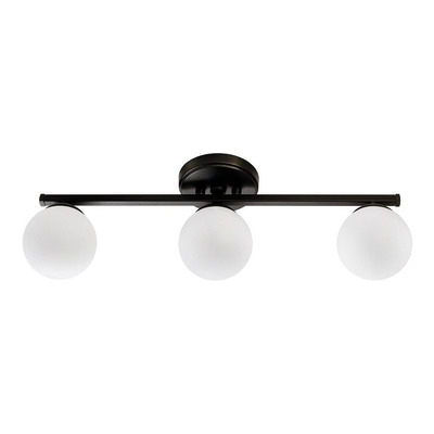 Plafon 3 Luces Barral Elyn Negro Globo Opal Apto G9 Deco