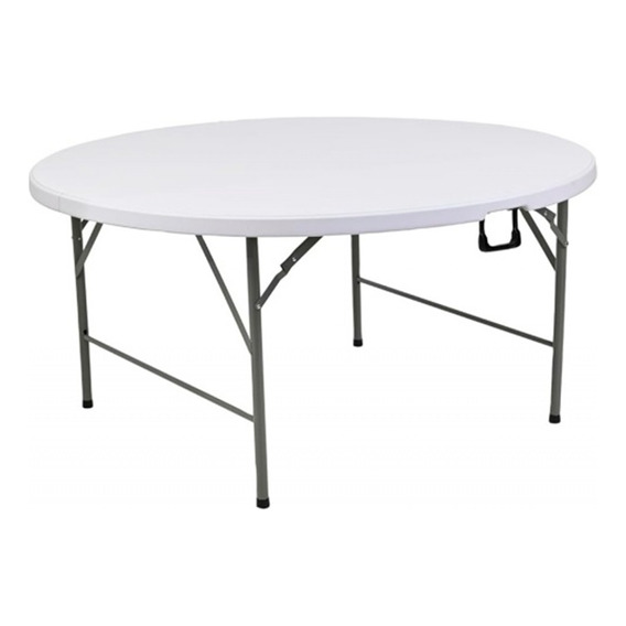 Mesa Plegable Redonda De Plástico Blanca Diámetro 1.52 mts