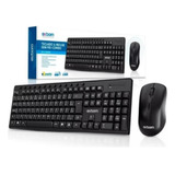 Kit De Teclado E Mouse Sem Fio Exbom Bk-s1000m Português Brasil De Cor Preto