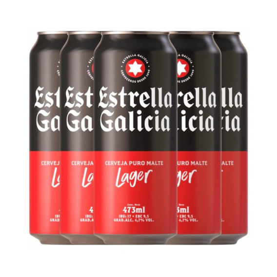 Cerveza Estrella Galicia Lager Lata 473ml X6 Unidades