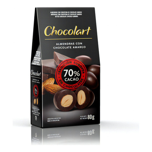 Chocolart Almendras Con Chocolate Amargo 70% 80g