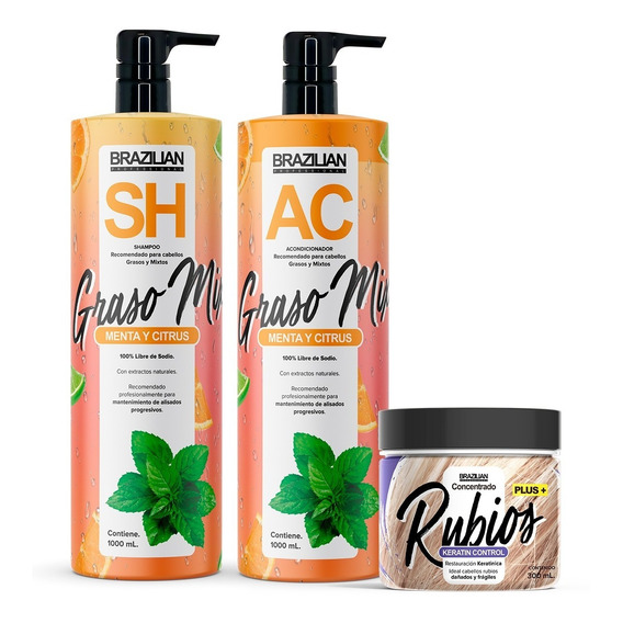 Pack Shampoo Y Acondicionador Brazilian Grasos + Concentrado