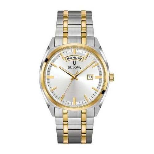 Reloj Bulova Hombre Clasico Acero 98c127 Color de la malla Plateado/Dorado Color del bisel Dorado Color del fondo Plateado