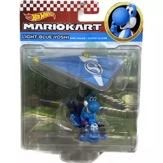 Hot Wheels Mario Kart Yoshi Azul Pipe Frame + Súper Glider