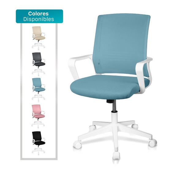 Silla Oficina Ergonómica Giratoria De Escritorio Moderna Color Azul Cerúleo