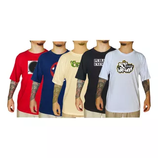 Kit 5 Camisetas Oversized Hip Hop Street Wear Malha Penteada