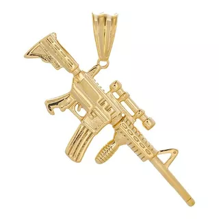 Dije Oro 24k Lam Pistola Ametralladora Ar15 Arma Moda Regalo