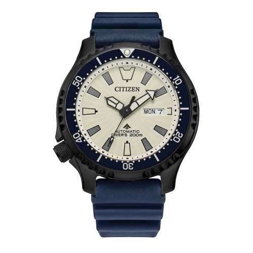 Reloj Citizen Promaster Dive Ny0137-09a Original E-watch Color De La Correa Azul Color Del Bisel Pvd Negro