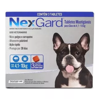 Nexgard Antipulgas E Carrapatos 4 A 10kg C/ 3 Comprimidos