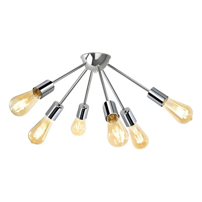 Plafon Araña Explosión 6 Luces Cromo Vintage Deco Apto Led Cromo