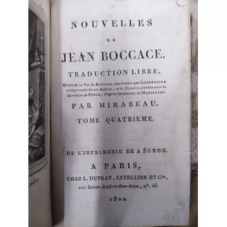 Bocaccio Nouvelles De Jean Boccace Par Mirabeau 1802 