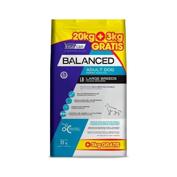 Vitalcan Balanced Perro Adulto Grande X 20 + 2 Kg