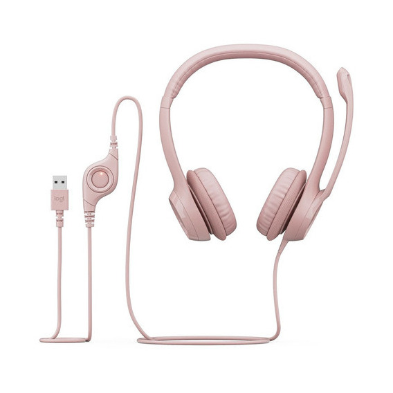 Audifono Logitech H390 Usb C/cancelación De Ruido Color Rosa