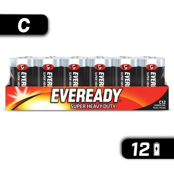 Pila Eveready Carbon Zinc C Charola 12 Unidades