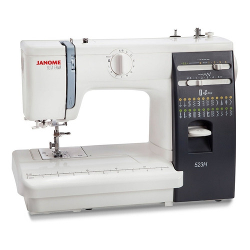 Máquina de coser recta Janome 523H portable blanca y negra 220V 72 Funciones