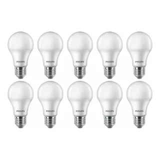 Pack 10 Ampolletas Led Philips Ecohome 12 Watts E27 Fria