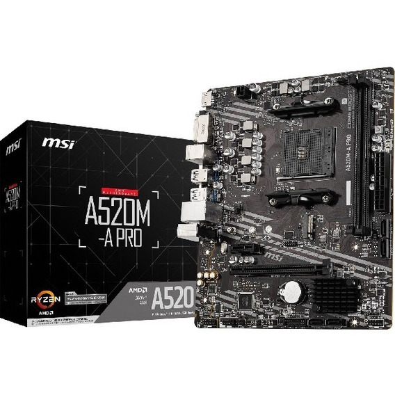 Motherboard Msi A520m-a Pro Am4 Ddr4 M.2 Usb 3.2 Acuario