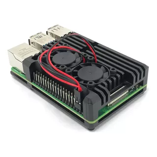 Carcasa Raspberry Pi 4 Case Metal Doble Ventilador Disipador